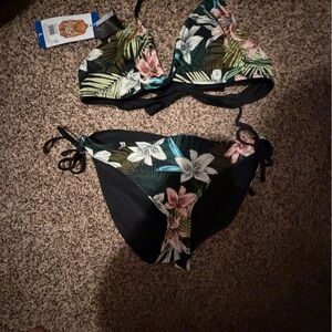 New Hurley Tropical Print Bikini Set L